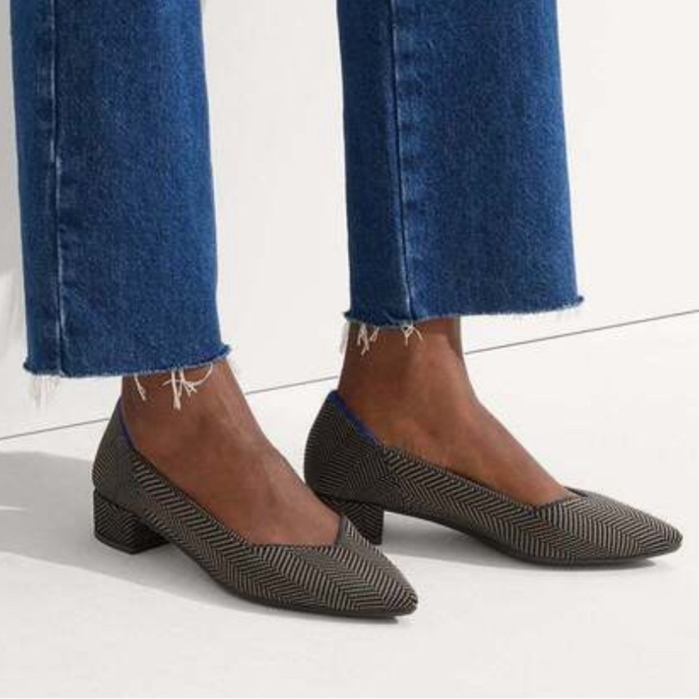 NEW Rothy's The High Point Heels Black & Brown Herringbone - 8.5